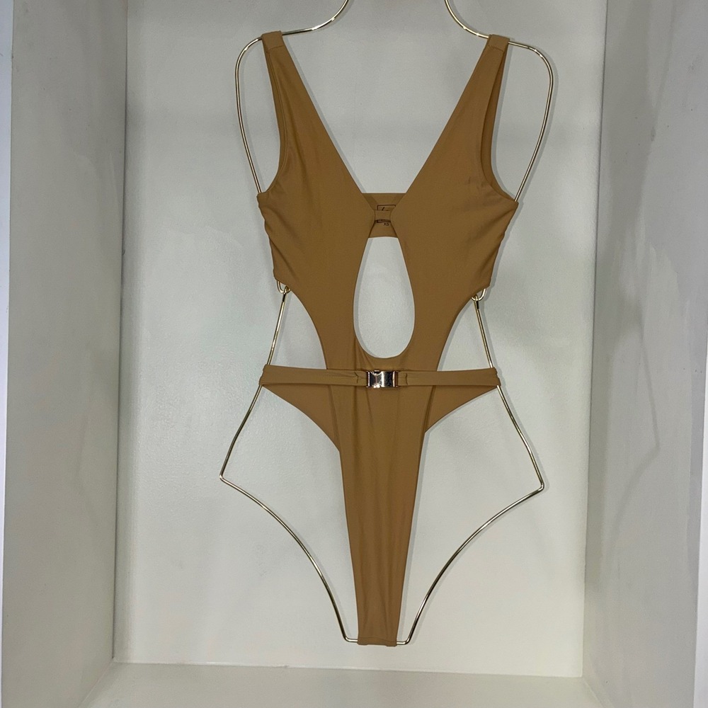 Oh Polly Tan Cutout One-Piece Swimsuit - Picture 6 of 6